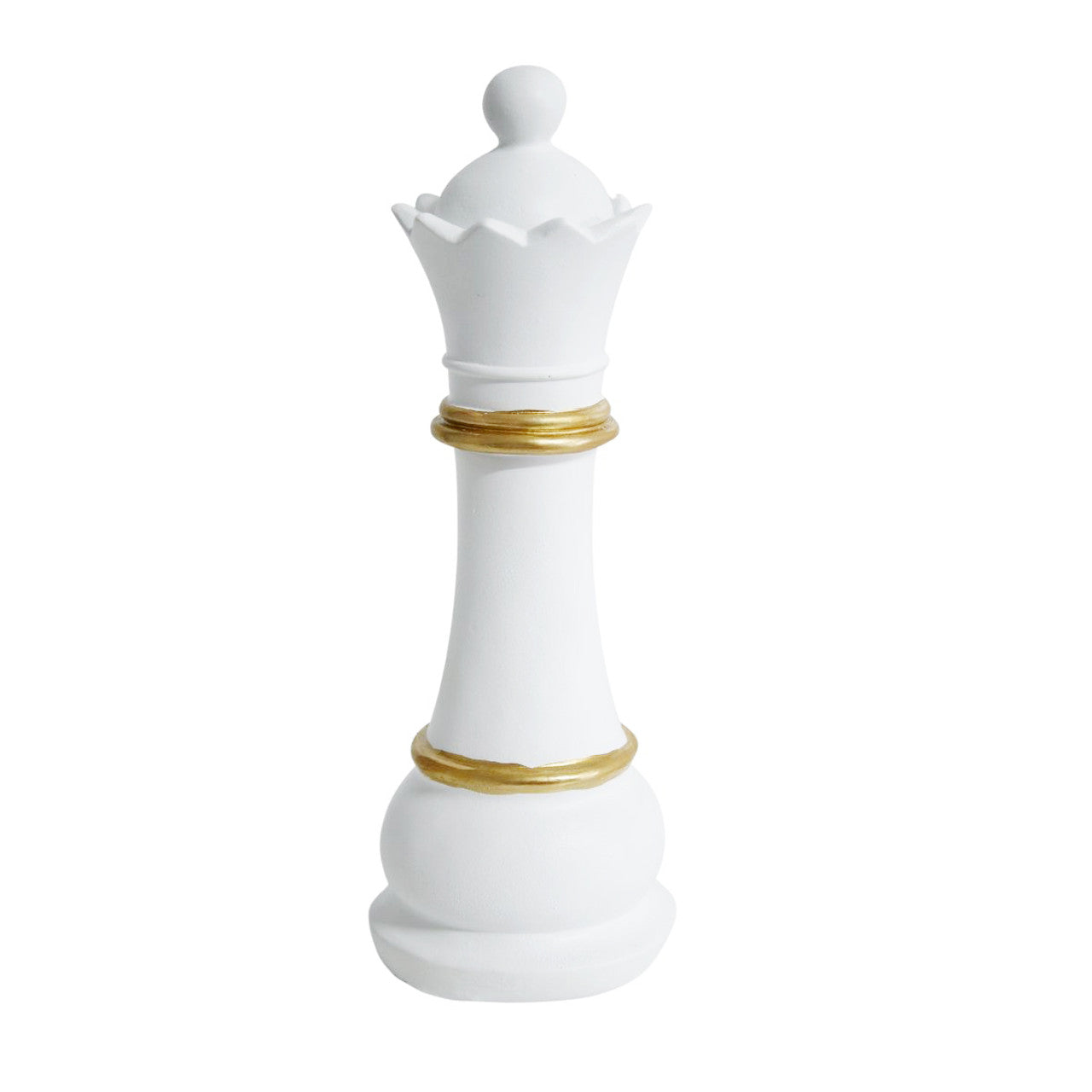 Chess Piece - White, Gold Trimming Queen