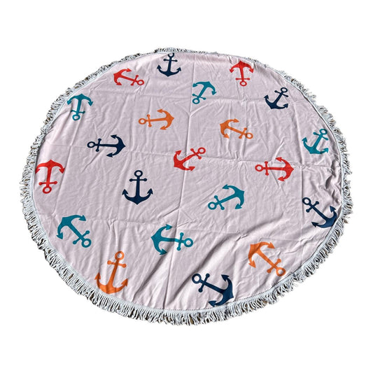 Round Beach Towel - Anchors