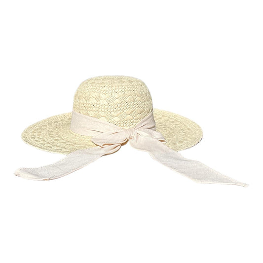 Hat - Diamond Faux Straw, White Band