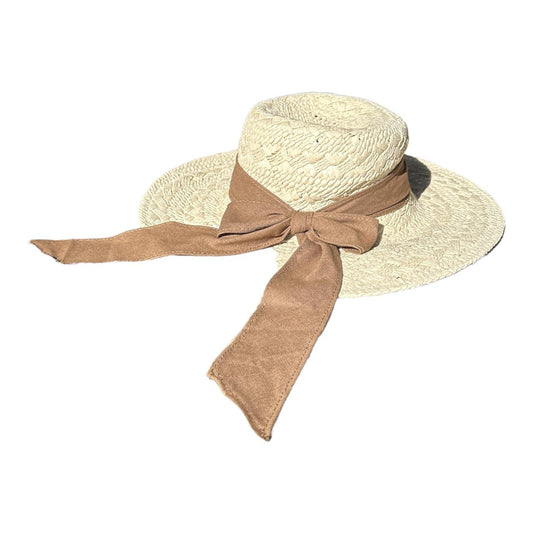 Hat - Diamond Faux Light Straw, Brown Band