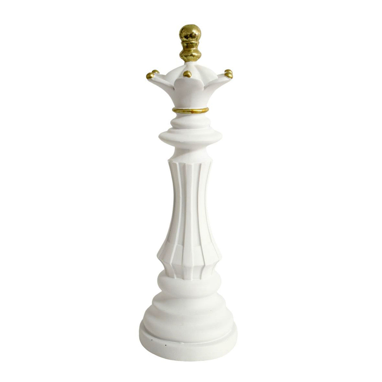 Chess Piece - White, Gold Trimming Queen