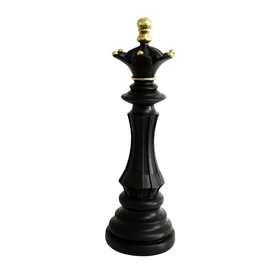 Chess Piece - Black, Gold Trimming Queen