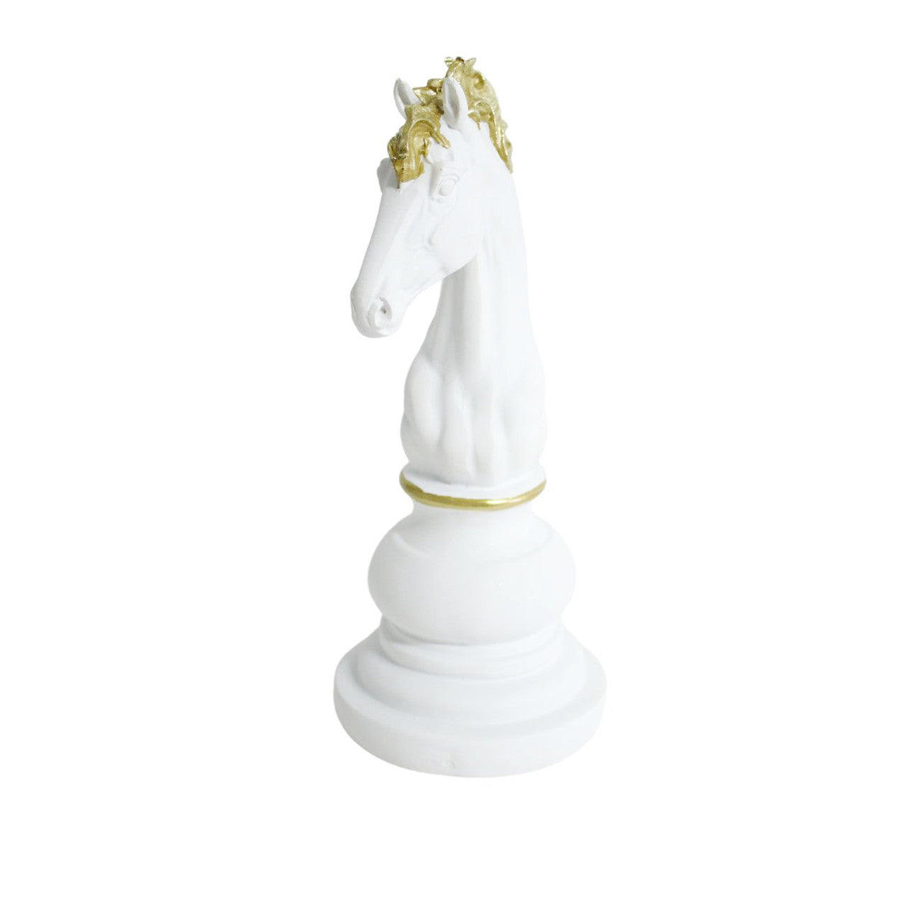 Chess Piece - White, Gold Trimming Knight