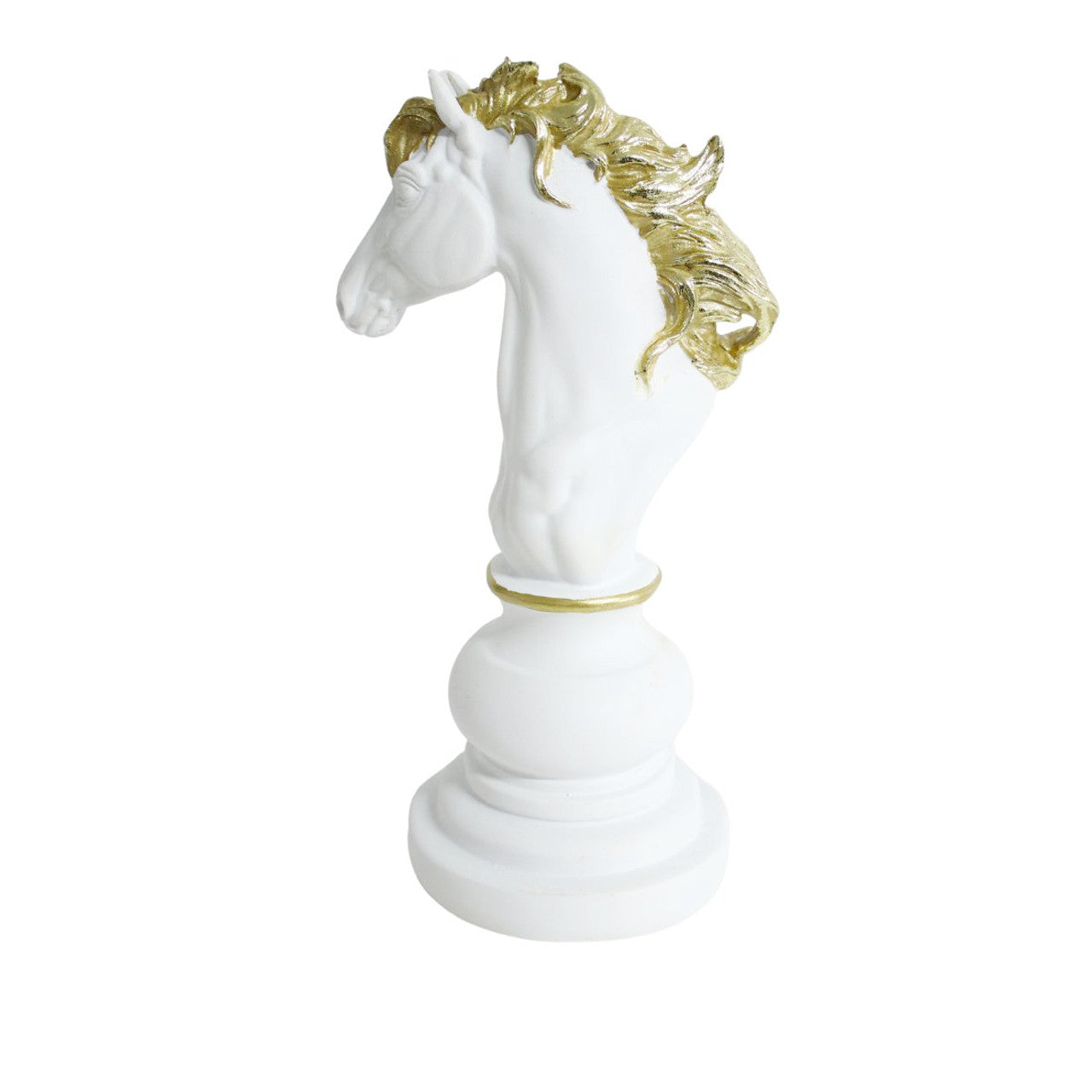 Chess Piece - White, Gold Trimming Knight