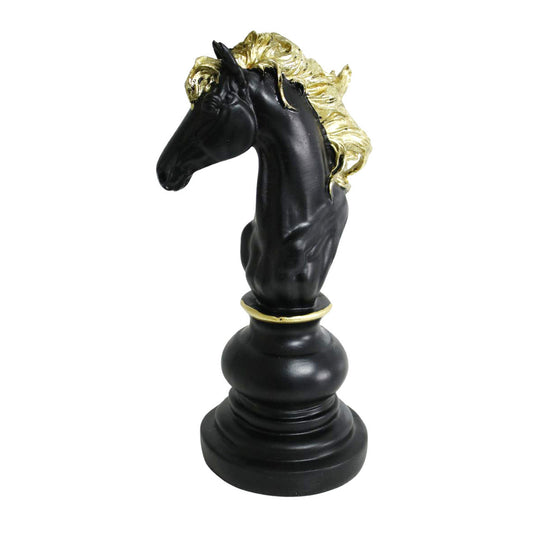 Chess Piece - Black, Gold Trimming Knight