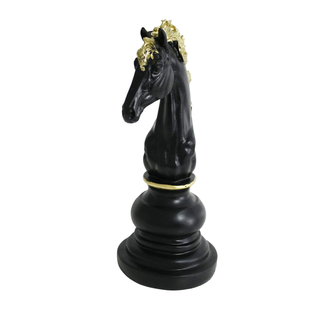 Chess Piece - Black, Gold Trimming Knight