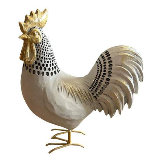 Animal Craft - Gold And White Rooster - Future Decor