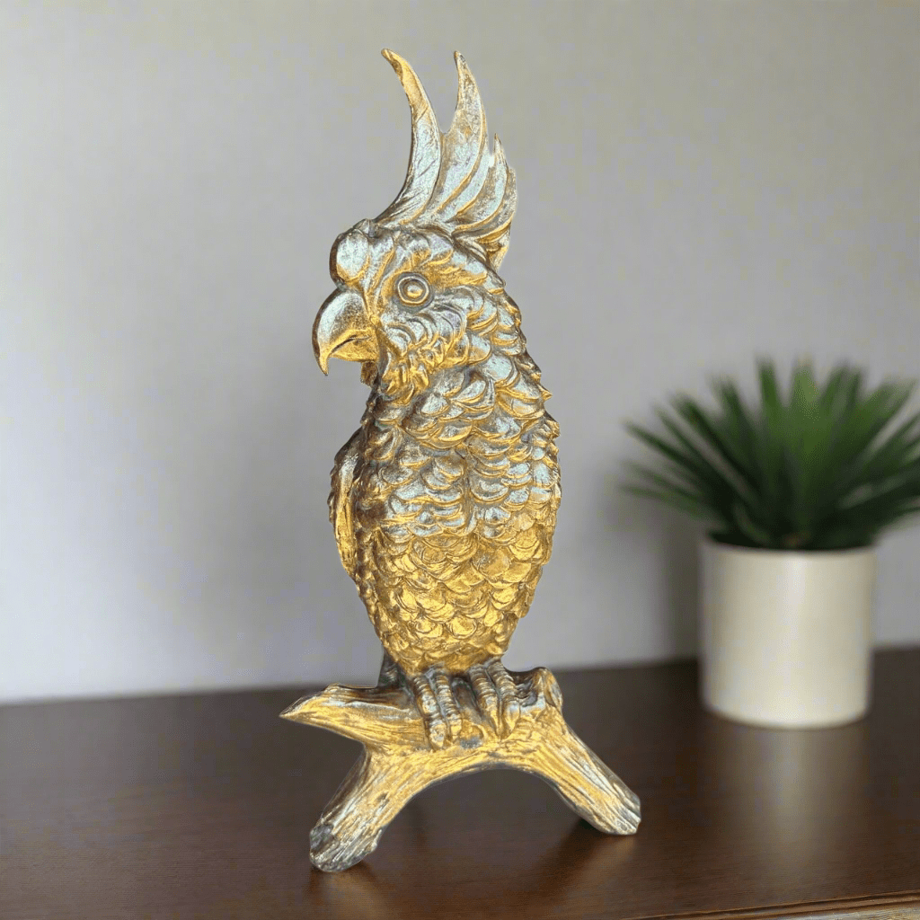 Animal Craft - Gold Cockatoo On Perch - Future Decor