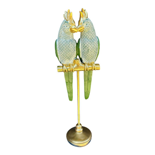 Animal Craft - Pair Green, Gold, White Parrots - Future Decor