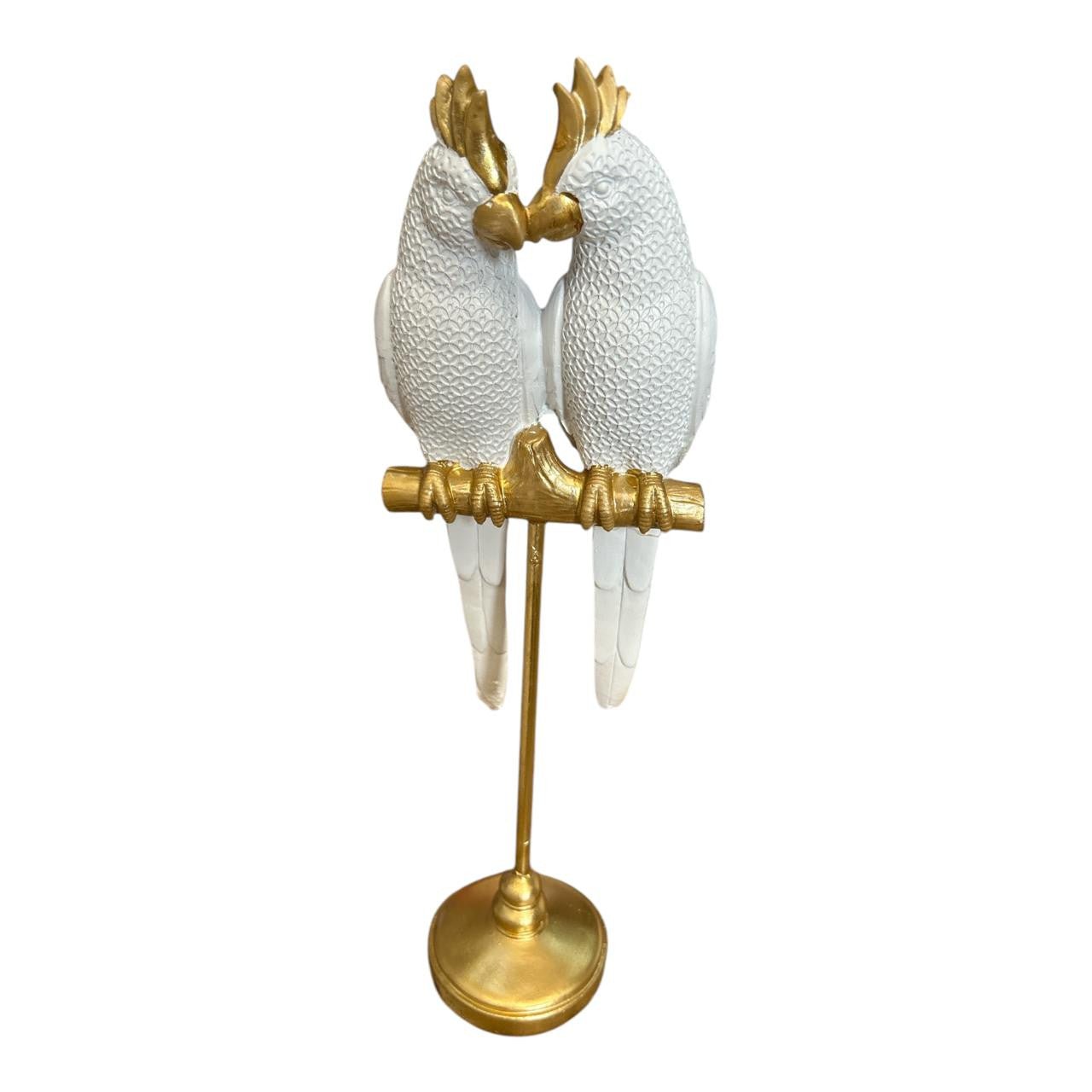 Animal Craft - Pair White And Gold Parrots - Future Decor