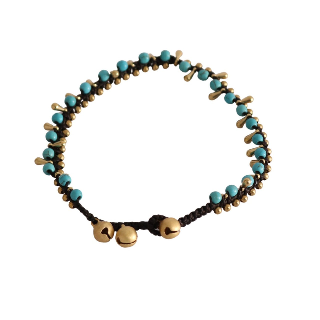 Anklet - Blue Beads and Gold Teardrops Beads - Future Decor