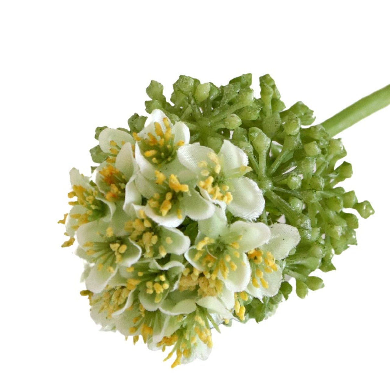 Artificial Flower - White And Yellow Buds And Leaves - Future Decor