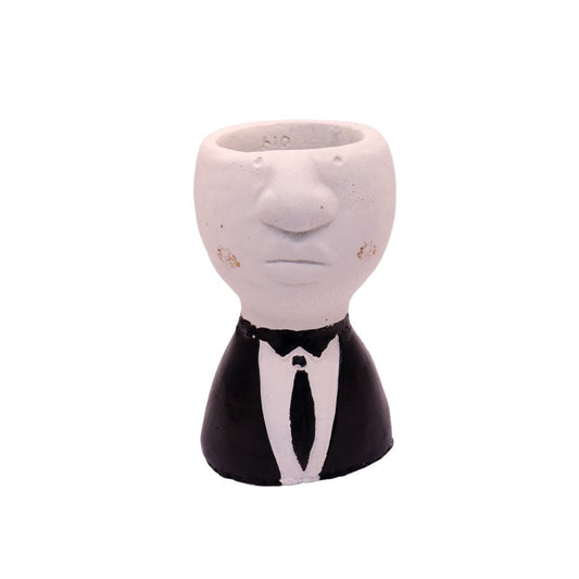 Black And White Tux Cement Male Planter - Future Decor