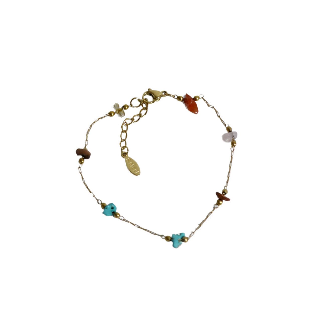 Bracelet - Faux Broken Colourful Stones, Thin Chain - Future Decor