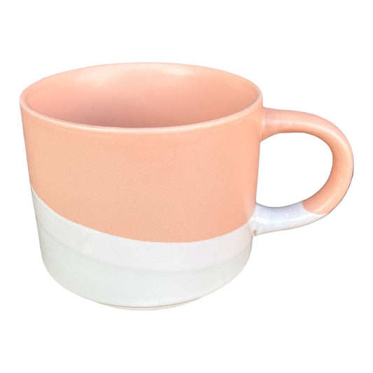 Ceramic 17oz Mug - Coral, White And Light Grey - Future Decor