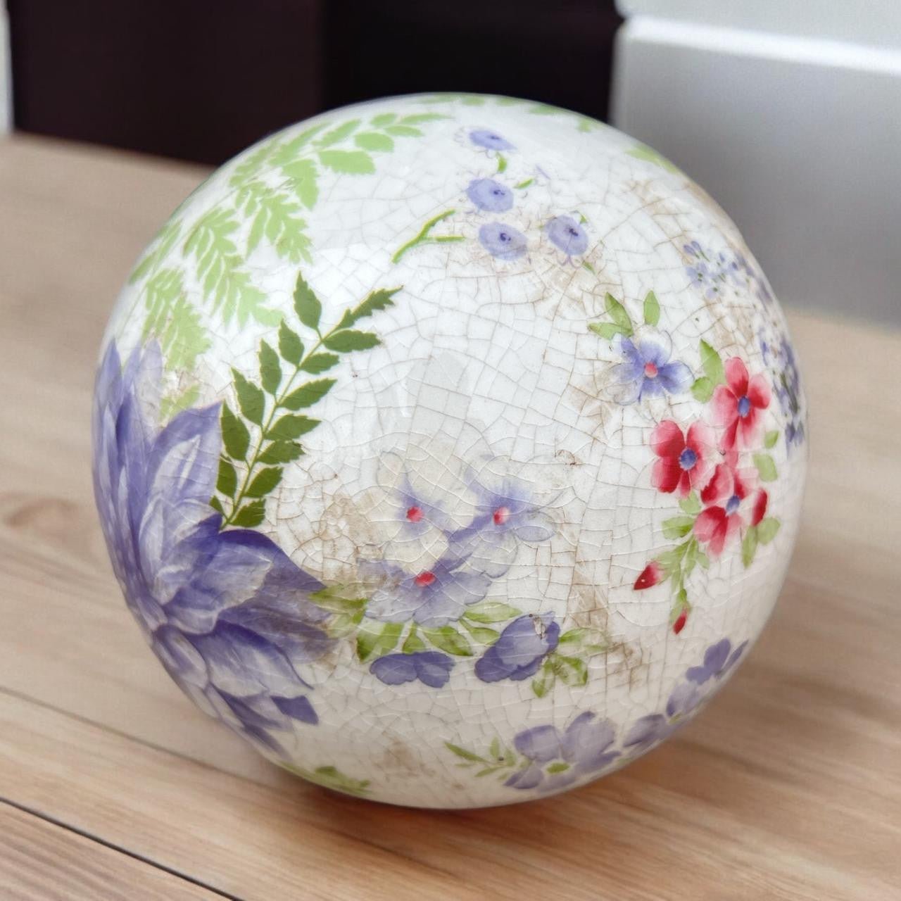 Ceramic Ball - Large Purple Flowers - Future Decor