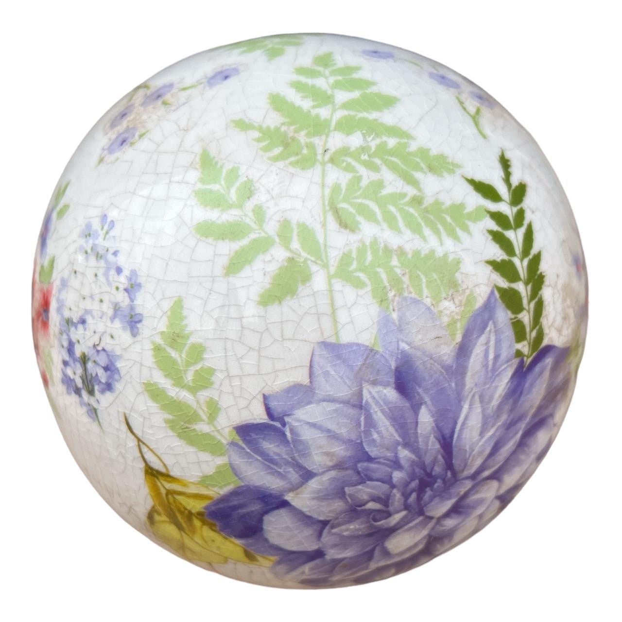 Ceramic Ball - Large Purple Flowers - Future Decor