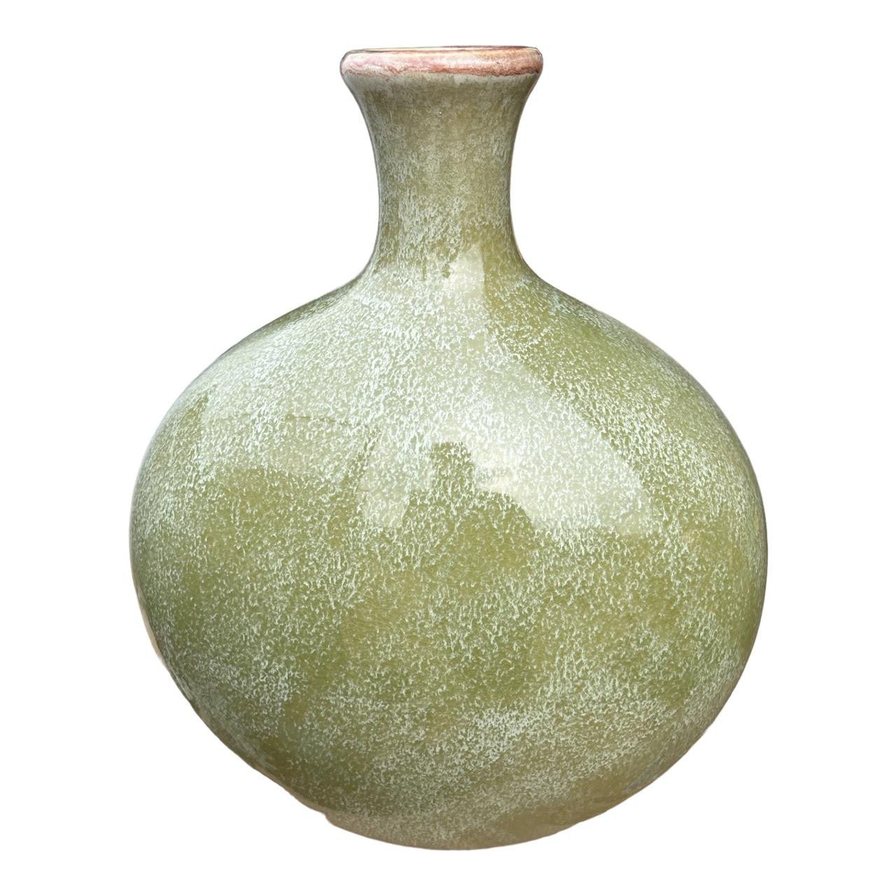 Ceramic Big Belly Vase - Rustic Green - Future Decor