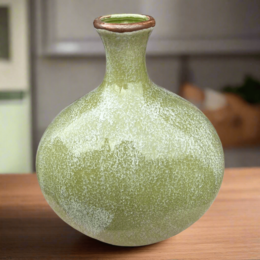 Ceramic Big Belly Vase - Rustic Green - Future Decor