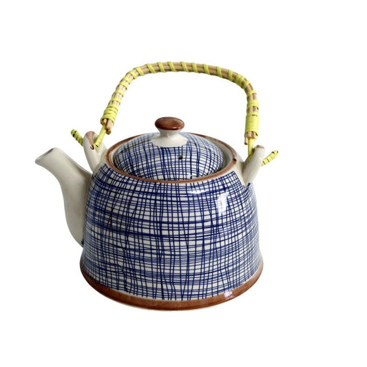 Ceramic Chinese Tea Pot - Blue Lines - Future Decor