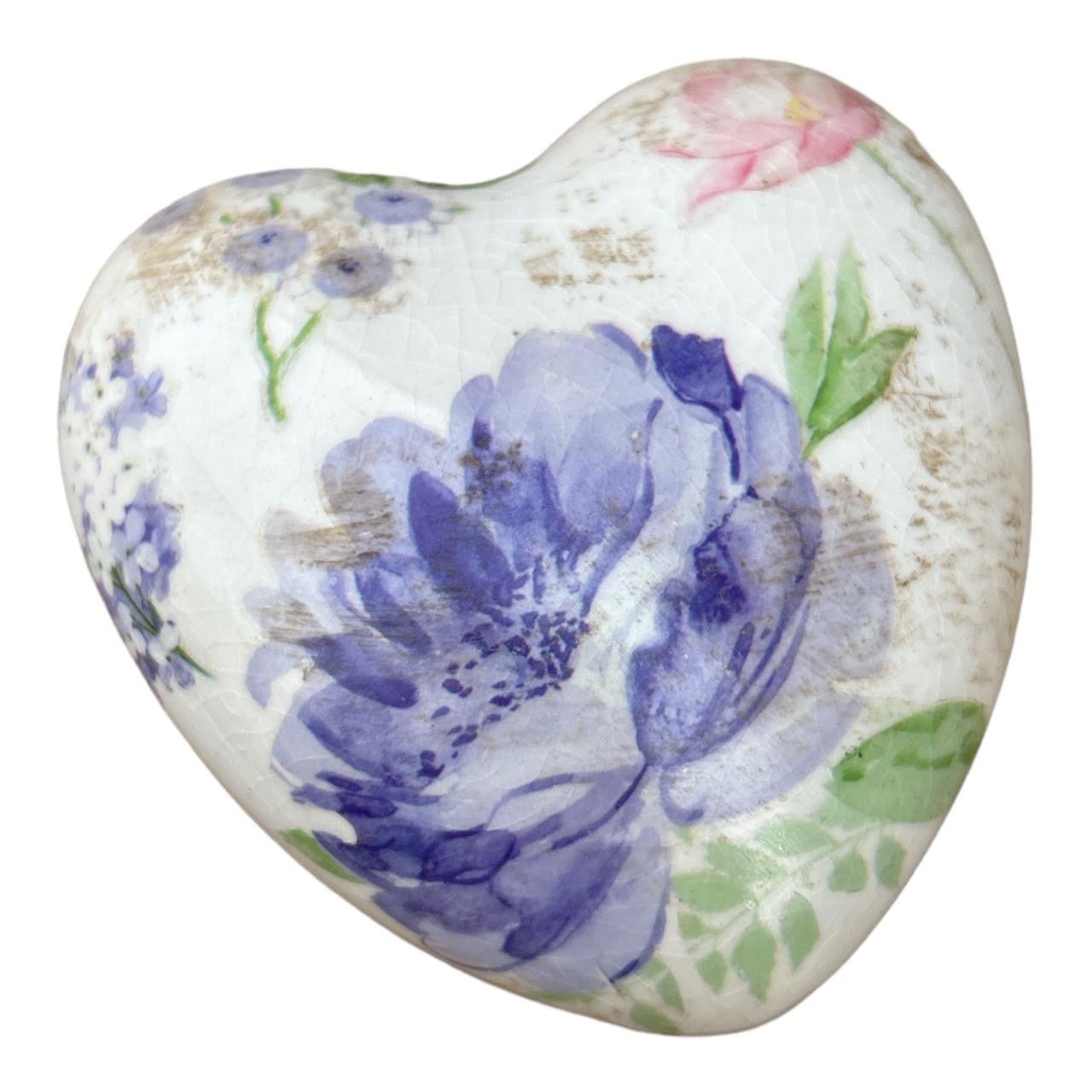 Ceramic Decor Heart - Large Purple Flower - Future Decor