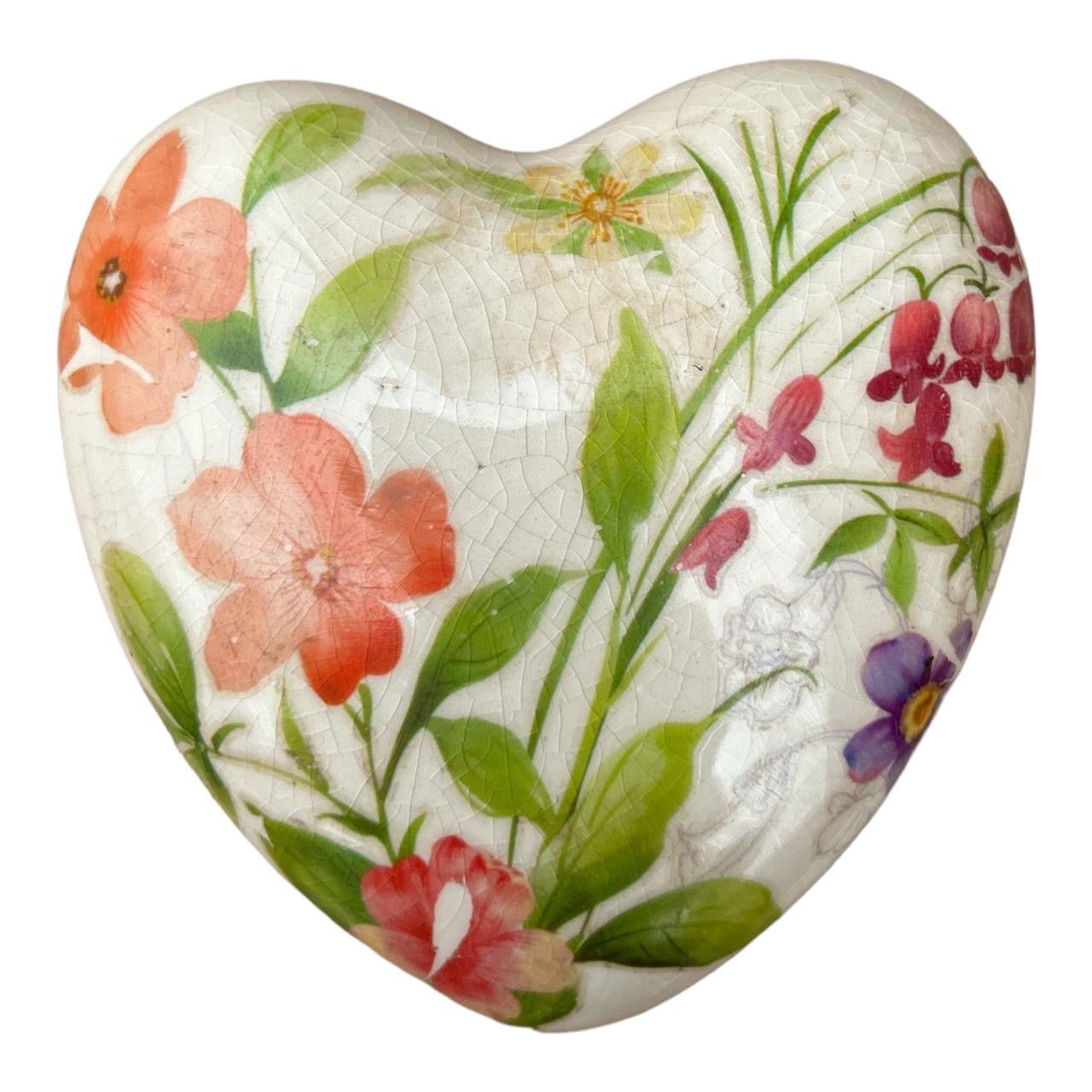 Ceramic Decor Heart - Pink, Red And Purple Flowers - Future Decor