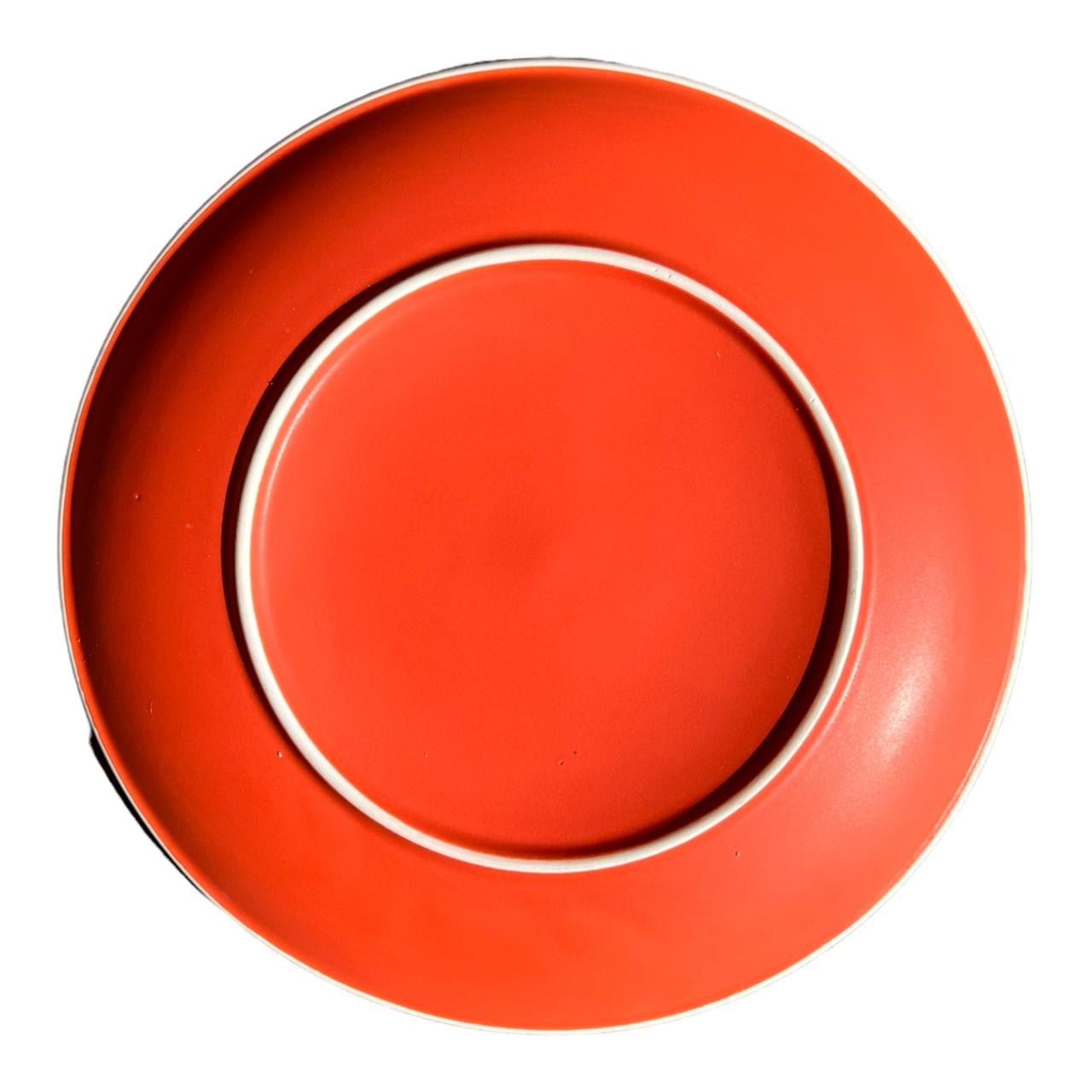 Ceramic Dinner Plate - Coral Bottom, White Top - Future Decor