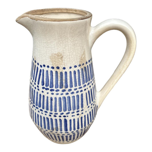 Ceramic Jug - Blue Dots And Dashes - Future Decor