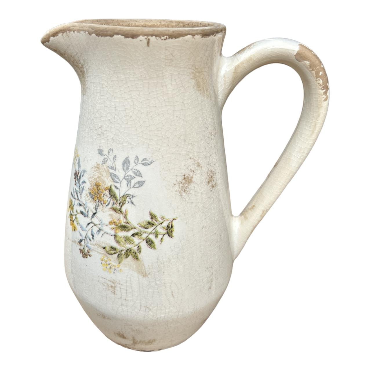 Ceramic Jug - Yellow Flowers and Shadows - Future Decor