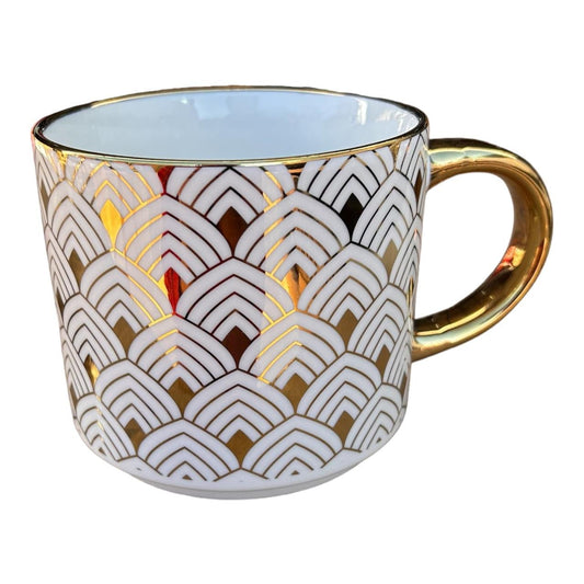 Ceramic Mug - Gold Accent Peacock Feathers - Future Decor