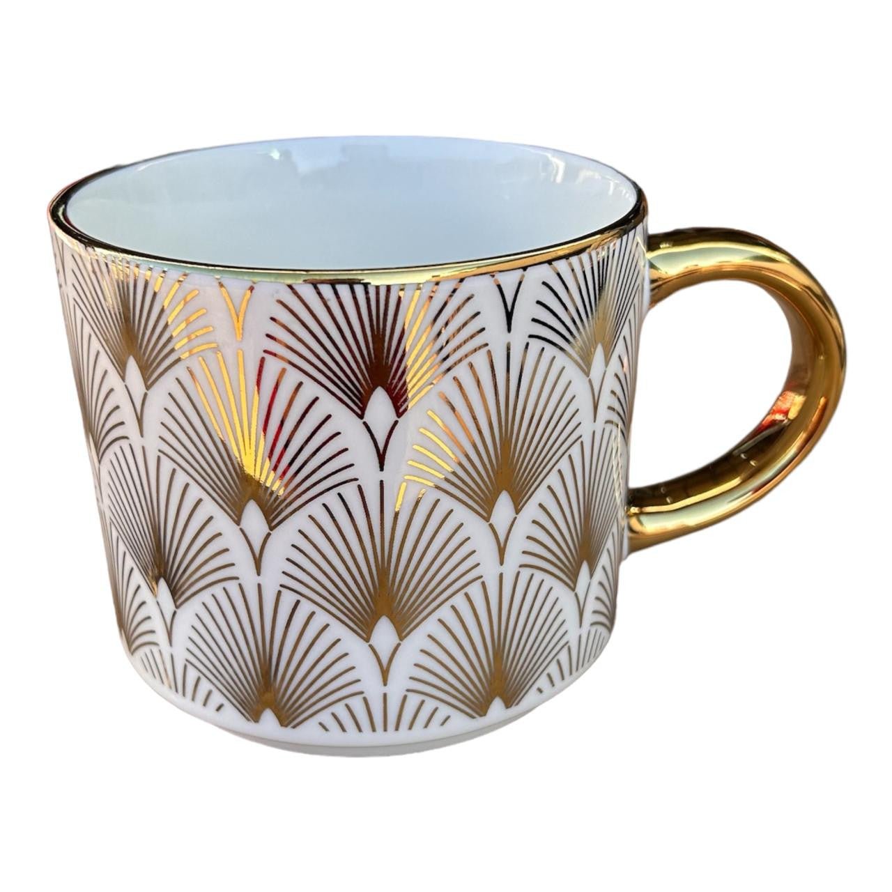 Ceramic Mug - Gold Accent Reed Fans - Future Decor