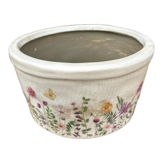 Ceramic Pot - Wildflowers And Butterfly - Future Decor