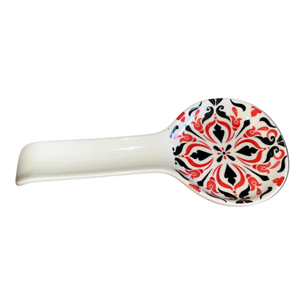 Ceramic Spoon Rest - Black And Red - Future Decor