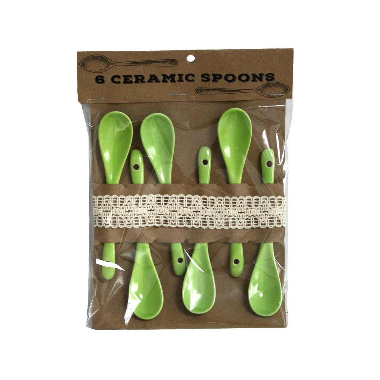 Ceramic Spoons - Lime Green 6 Piece - Future Decor