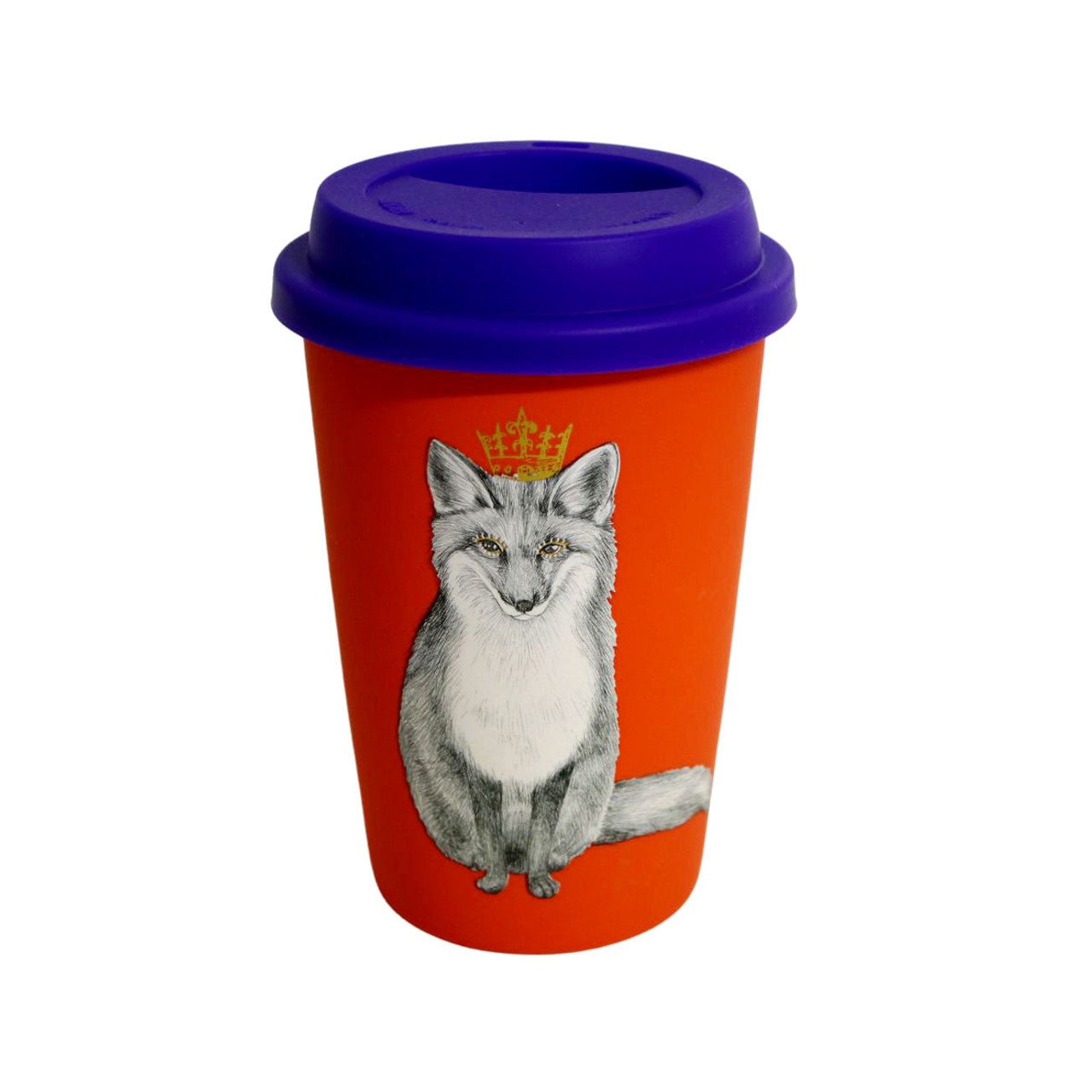 Ceramic Travel Mug - Neon Orange, Fox - Future Decor