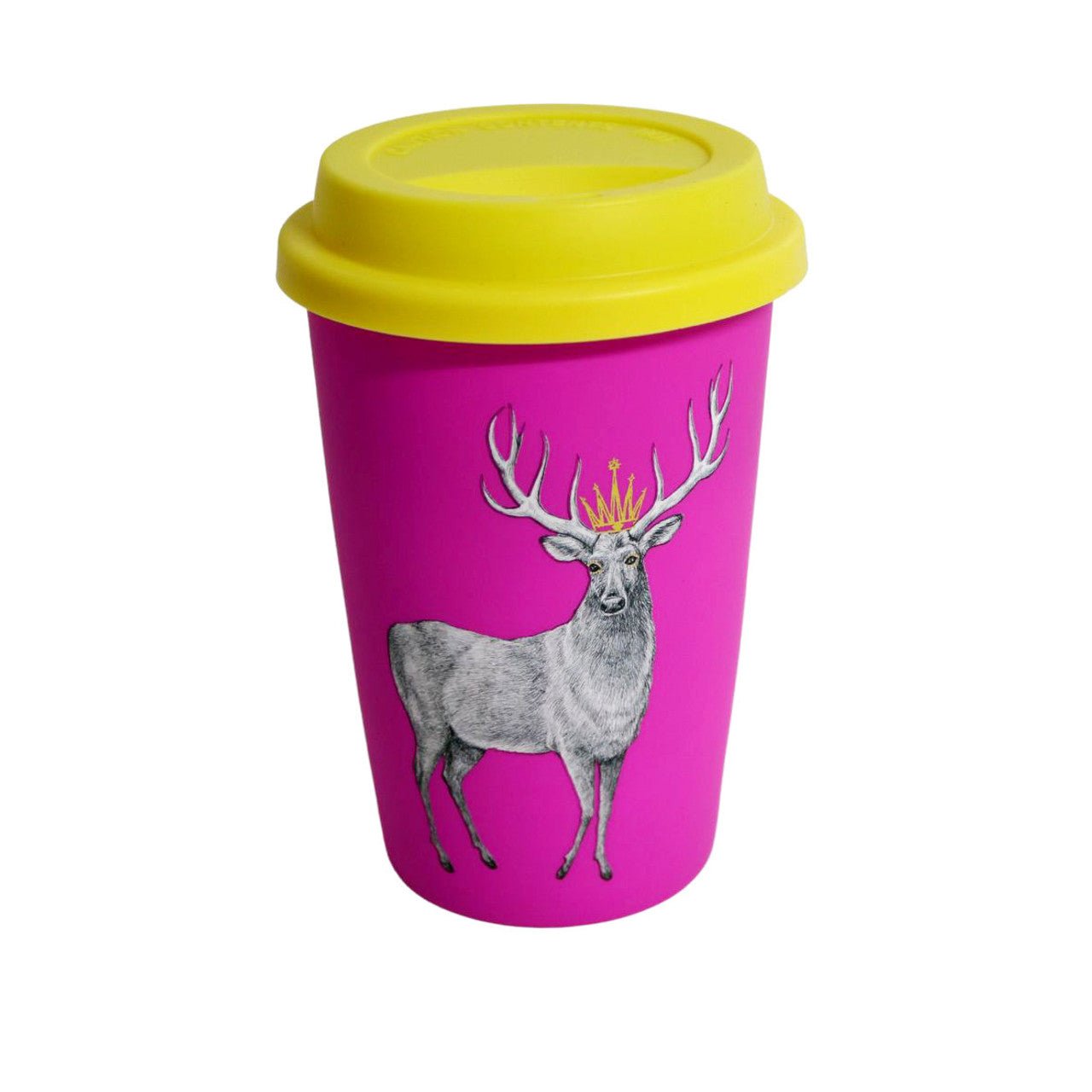 Ceramic Travel Mug - Neon Pink, Deer - Future Decor