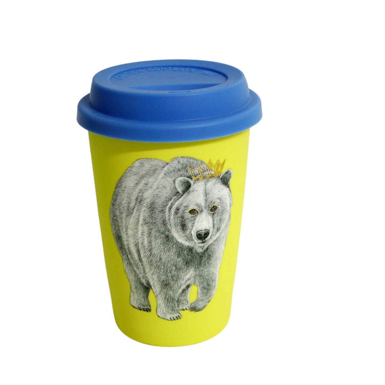 Ceramic Travel Mug - Neon Yellow, Bear - Future Decor