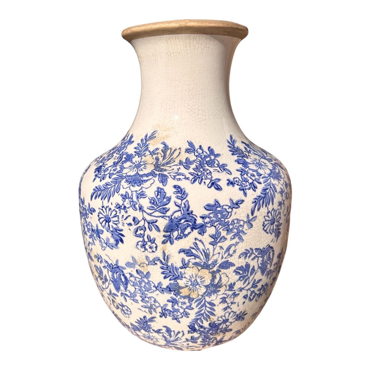 Ceramic Vase - Blue Flowers - Future Decor