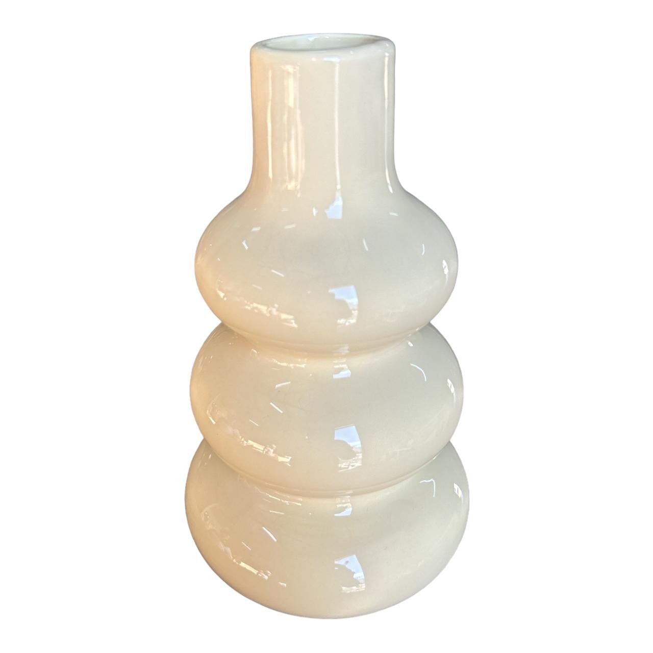 Ceramic Vase - Light Glazed Yellow Three Rings - Future Decor