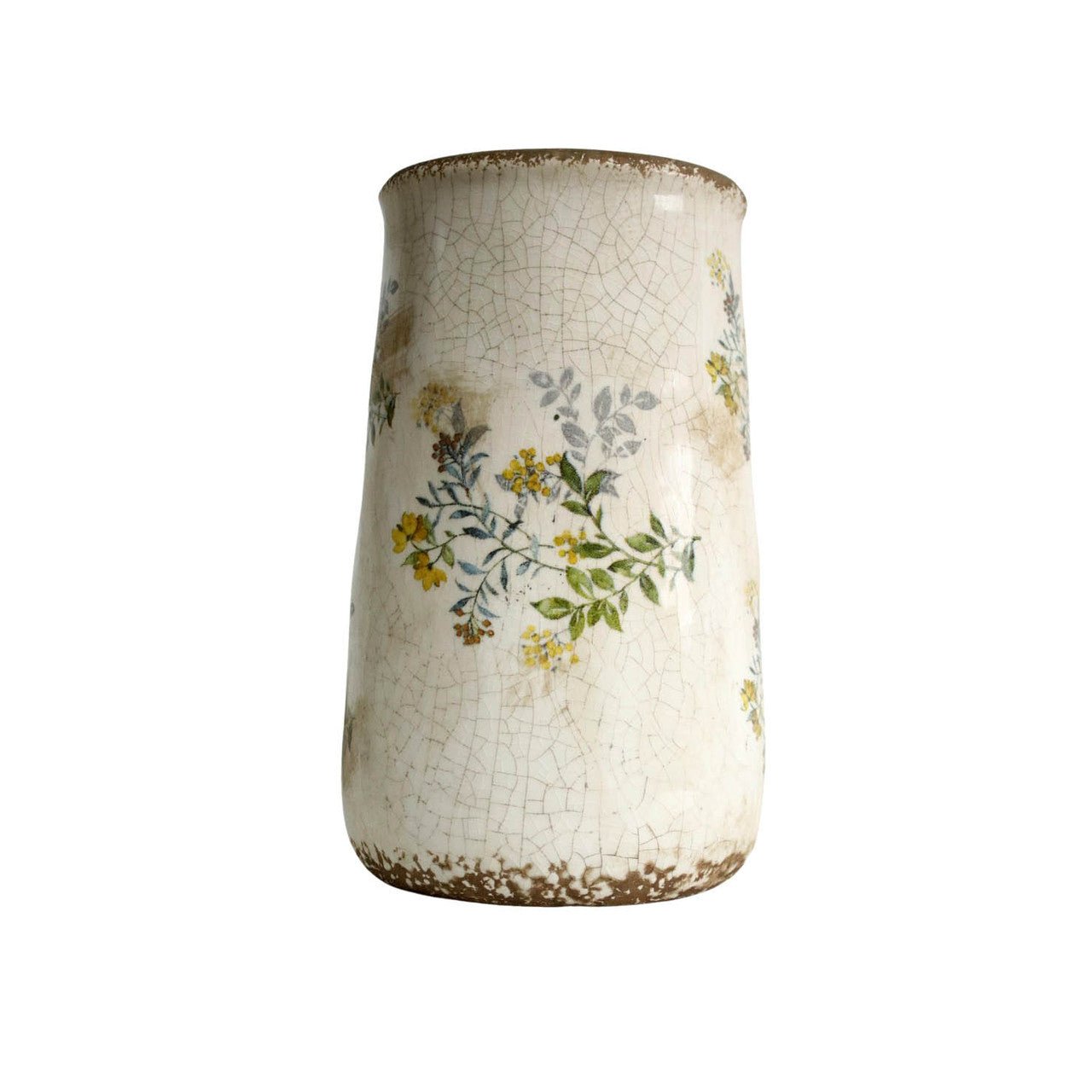 Ceramic Vase - Tiny Yellow And Orange Flowers - Future Decor