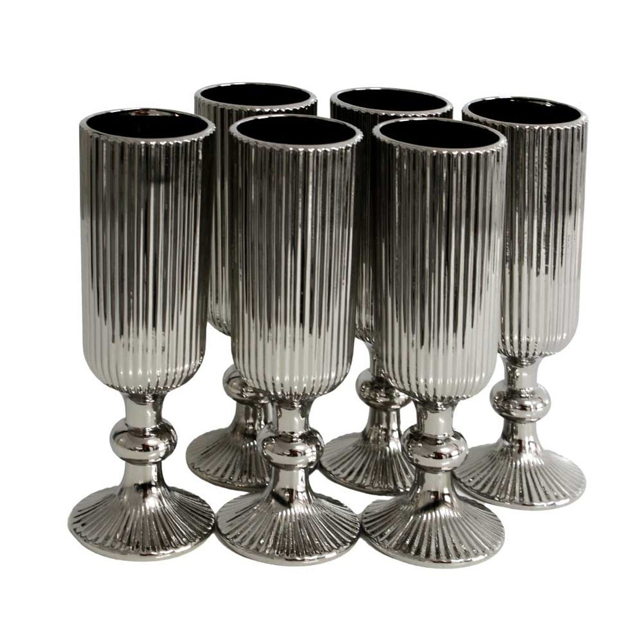 Champagne Glasses Box Of 6 - Lined Pattern - Future Decor