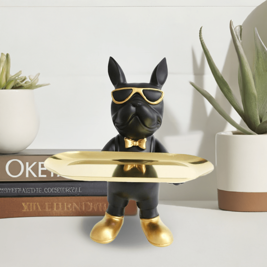 Cool Dog Craft - Black Standing, Gold Plate - Future Decor