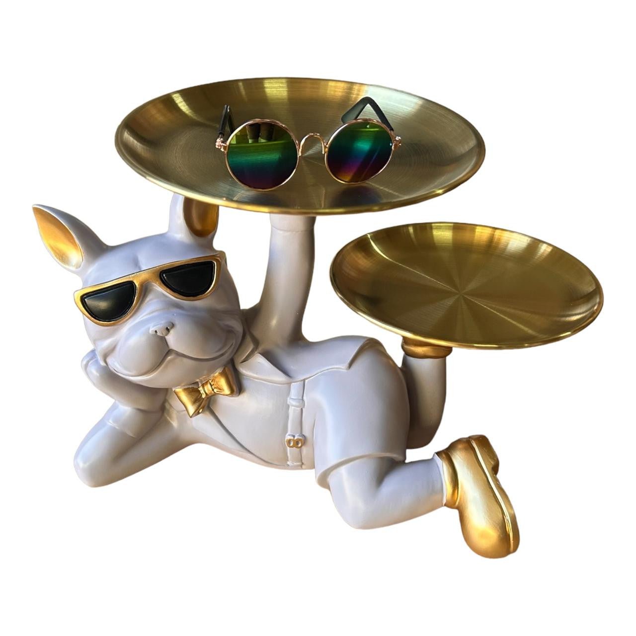 Cool Dog Craft - White Chill, Two Gold Plates - Future Decor