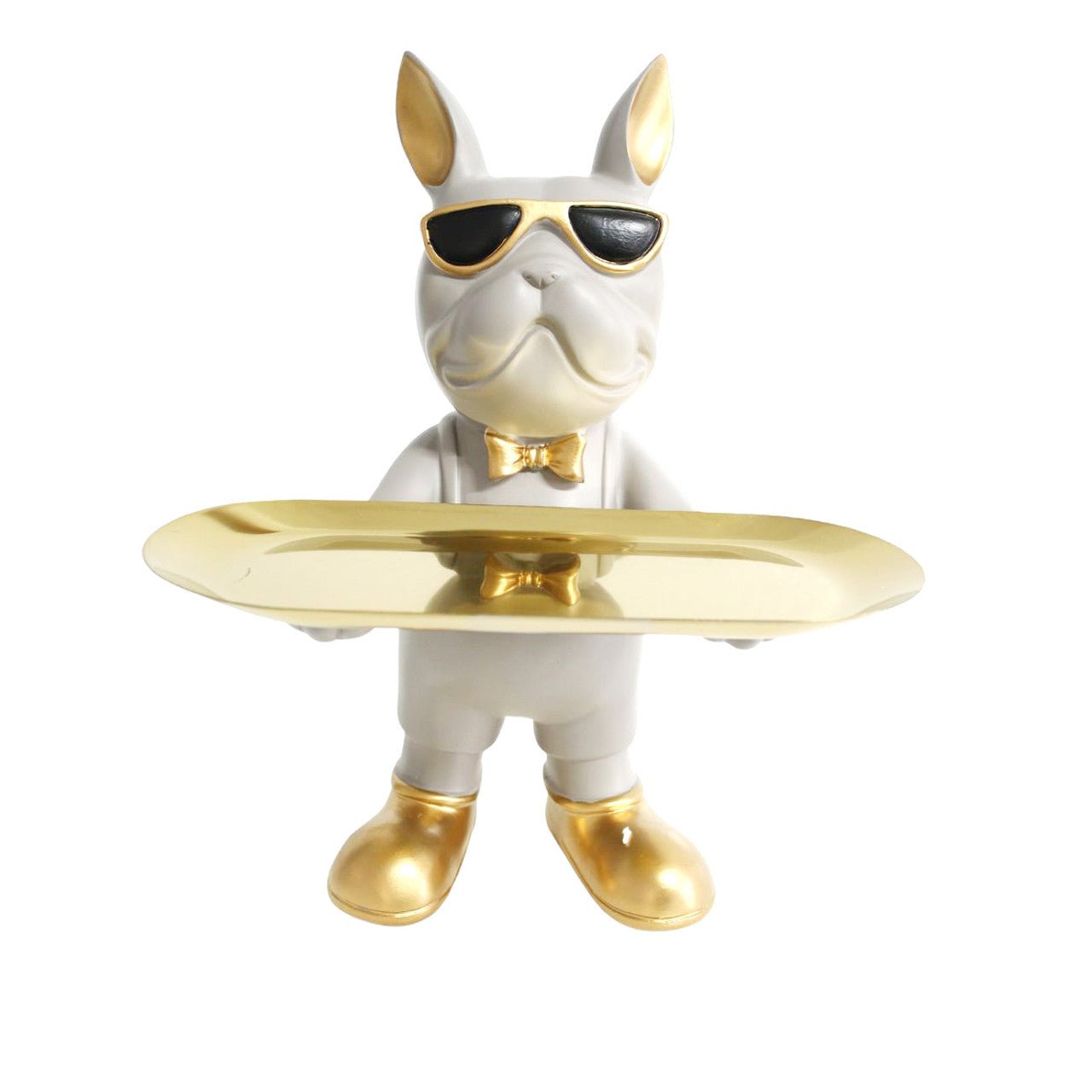 Cool Dog Craft - White Standing, Gold Plate - Future Decor