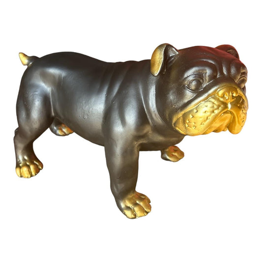 Decor Animal - Black Bulldog, Gold Snout And Feet - Future Decor