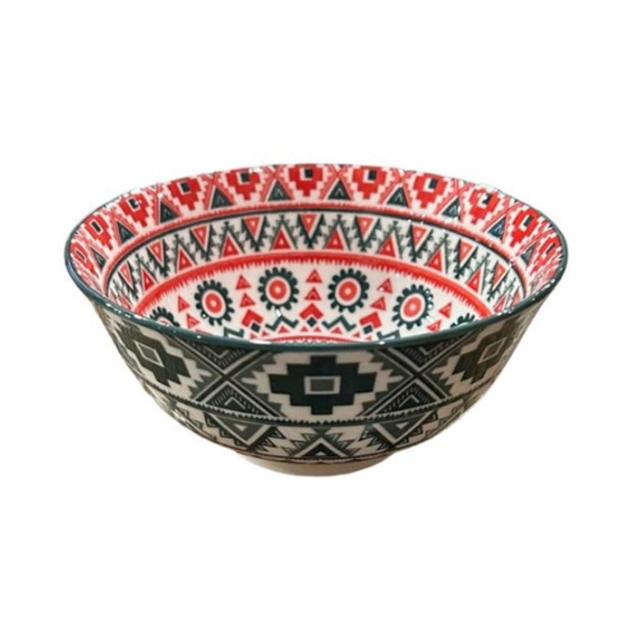 Eastern Bowl - Red And Green Tribal - Future Decor