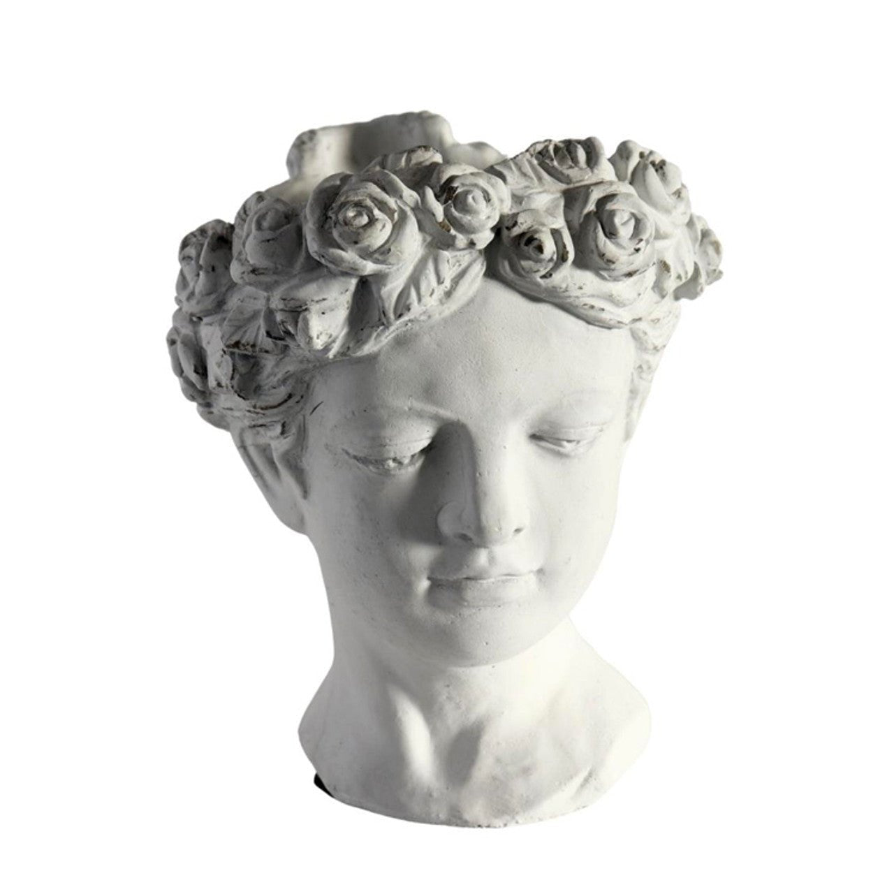 Extra Large White Flower Crown Female Bust - Future Decor