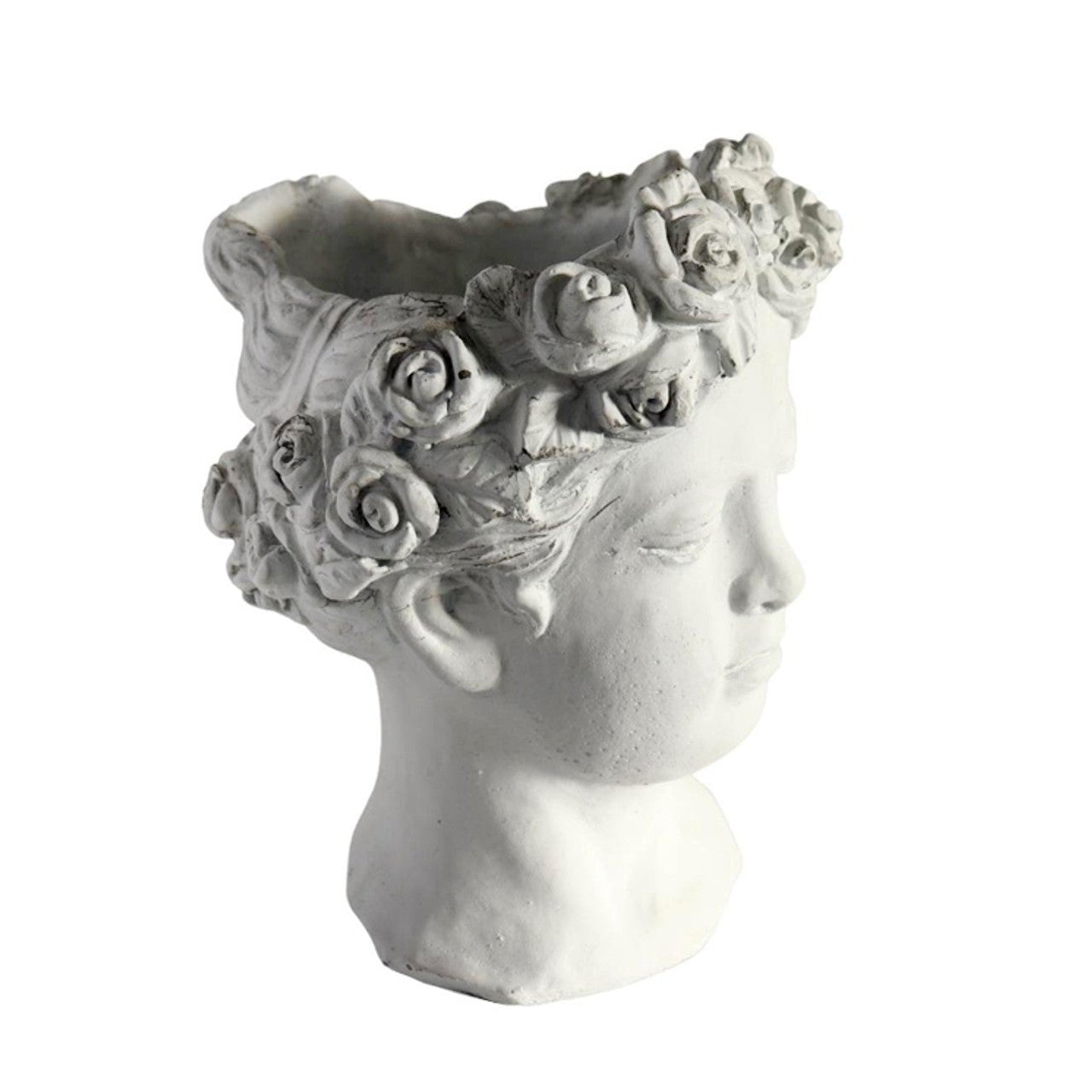 Extra Large White Flower Crown Female Bust - Future Decor