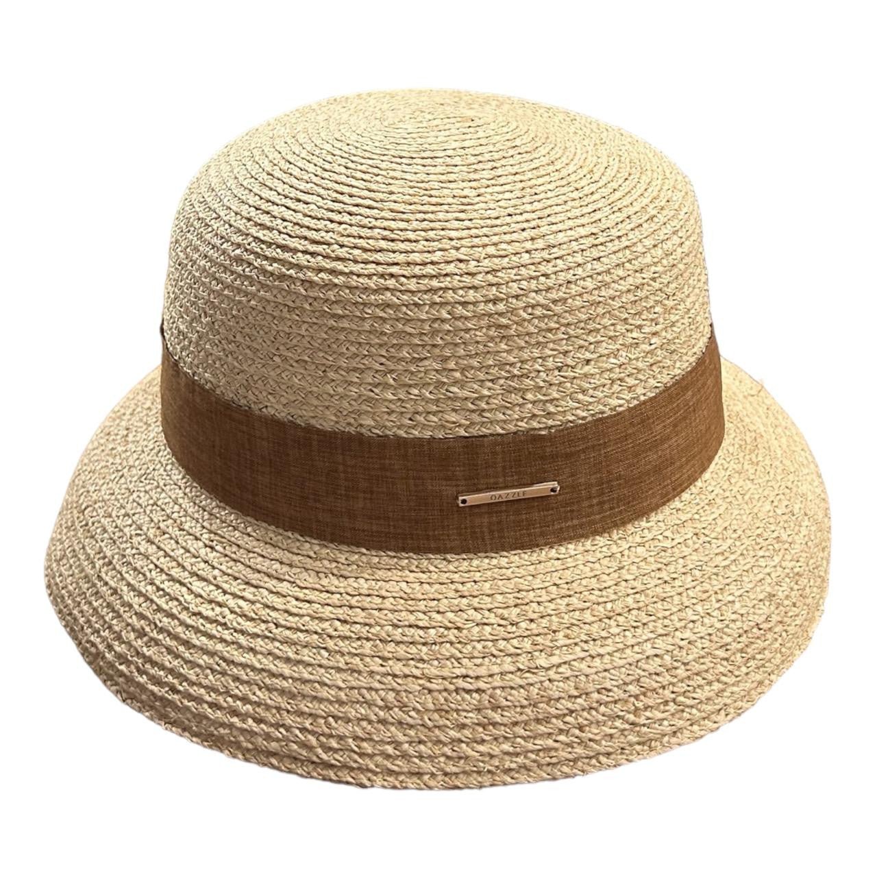 Fedora Hat - Beige, Brown Material Band And Metal Plate - Future Decor