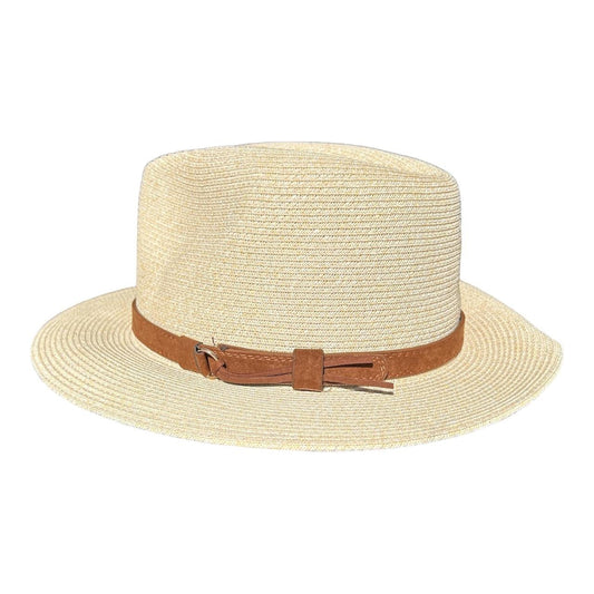 Fedora Hat - Cream, Brown Faux Leather Band - Future Decor